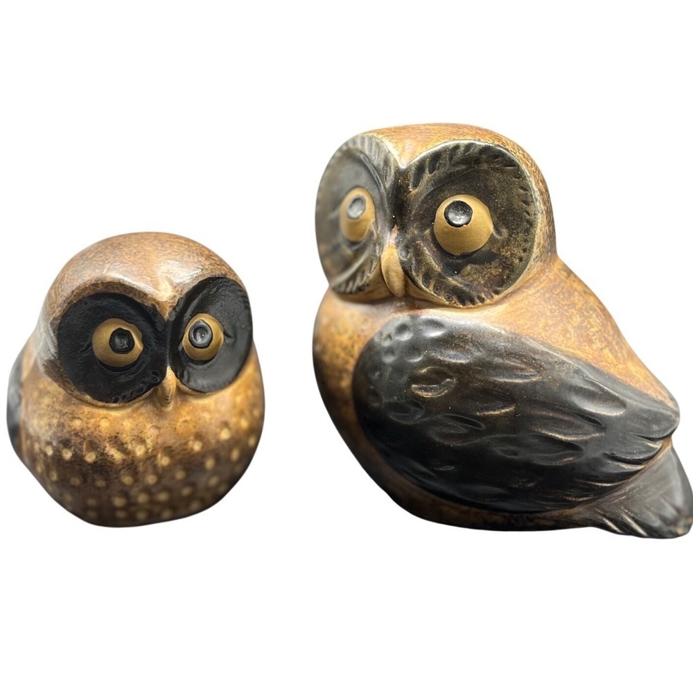 VTG MCM Otagiri‎ PotteryStoneware Owl pair JapanWoodland Mid Century OMC